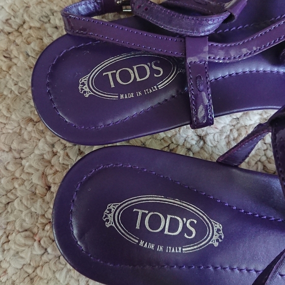 TOD’s T-Strap thong Sandals in Purple Patent Leather Size 6.5 - Picture 10 of 12